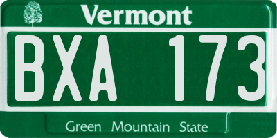 VT license plate BXA173