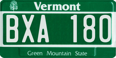 VT license plate BXA180