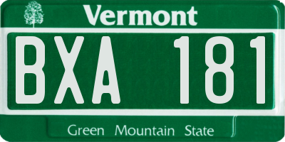 VT license plate BXA181