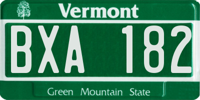 VT license plate BXA182