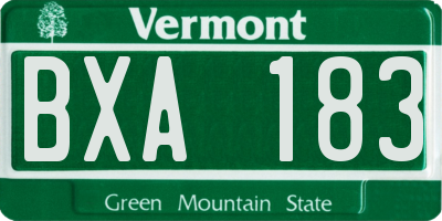 VT license plate BXA183