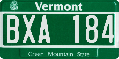 VT license plate BXA184
