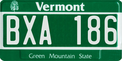 VT license plate BXA186