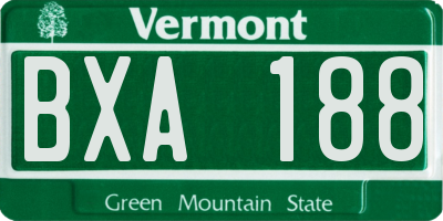 VT license plate BXA188