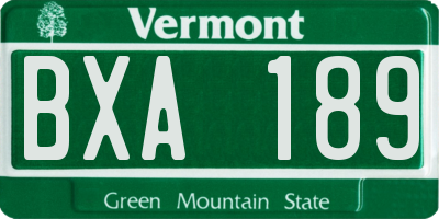 VT license plate BXA189