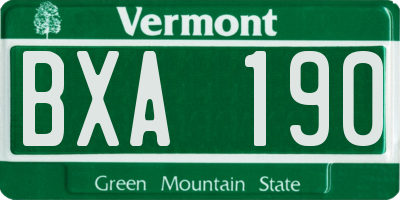 VT license plate BXA190