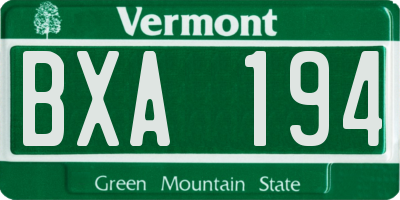 VT license plate BXA194