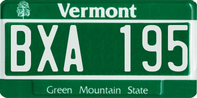VT license plate BXA195