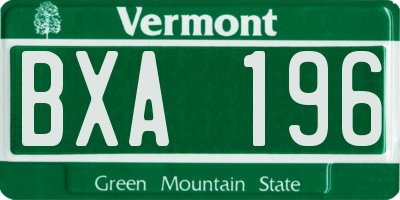 VT license plate BXA196