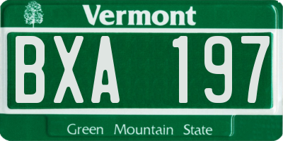 VT license plate BXA197