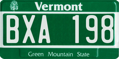 VT license plate BXA198