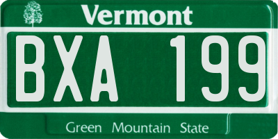 VT license plate BXA199