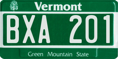 VT license plate BXA201