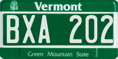 VT license plate BXA202