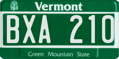 VT license plate BXA210