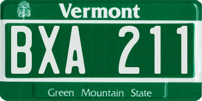 VT license plate BXA211