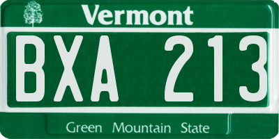 VT license plate BXA213