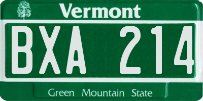 VT license plate BXA214