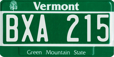 VT license plate BXA215