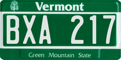 VT license plate BXA217
