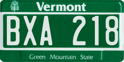 VT license plate BXA218
