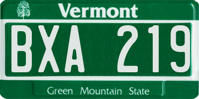 VT license plate BXA219