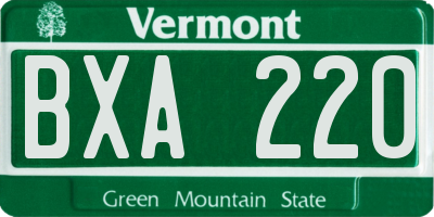VT license plate BXA220