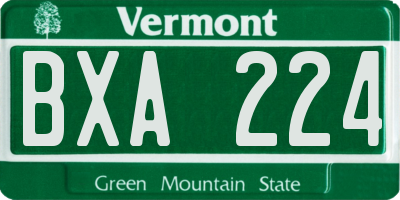 VT license plate BXA224