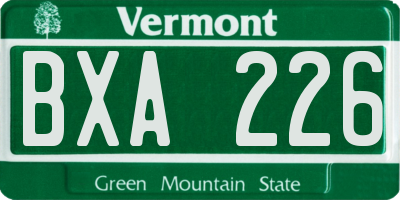 VT license plate BXA226