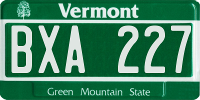 VT license plate BXA227