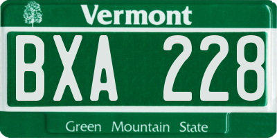 VT license plate BXA228
