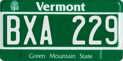 VT license plate BXA229