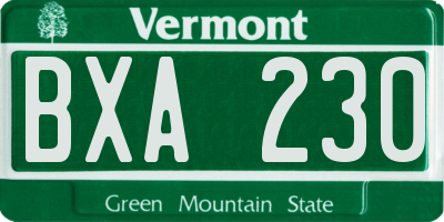 VT license plate BXA230