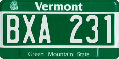 VT license plate BXA231