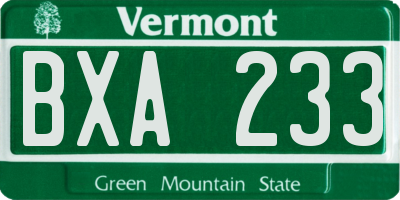 VT license plate BXA233