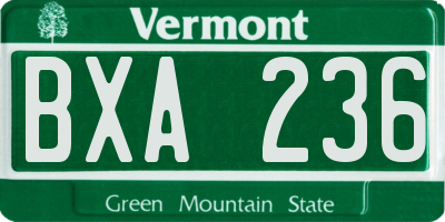VT license plate BXA236