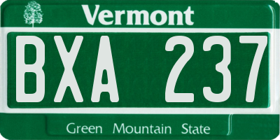 VT license plate BXA237