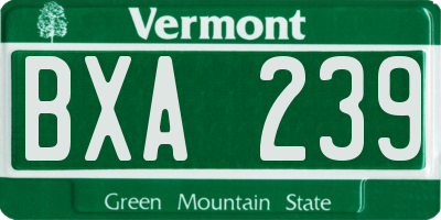 VT license plate BXA239