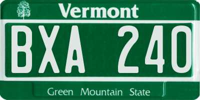 VT license plate BXA240