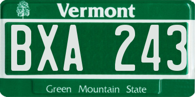 VT license plate BXA243