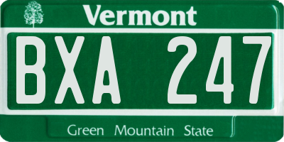 VT license plate BXA247