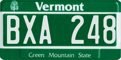 VT license plate BXA248