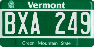 VT license plate BXA249