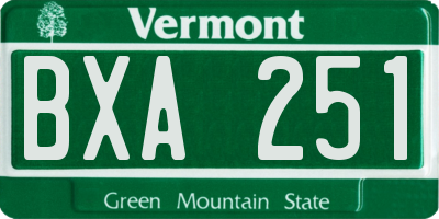 VT license plate BXA251