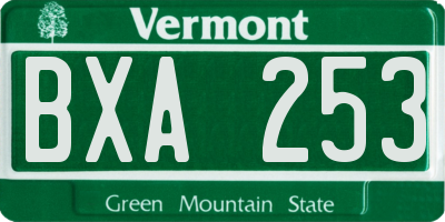 VT license plate BXA253
