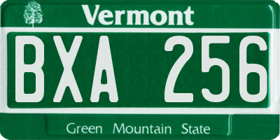 VT license plate BXA256