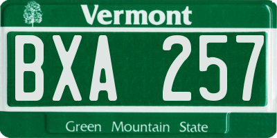 VT license plate BXA257
