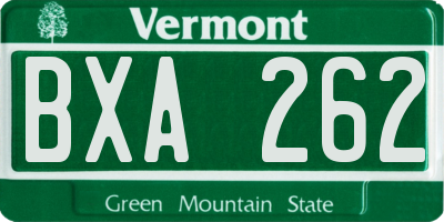 VT license plate BXA262