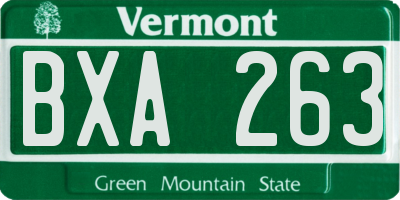 VT license plate BXA263