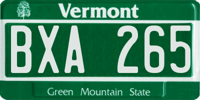 VT license plate BXA265